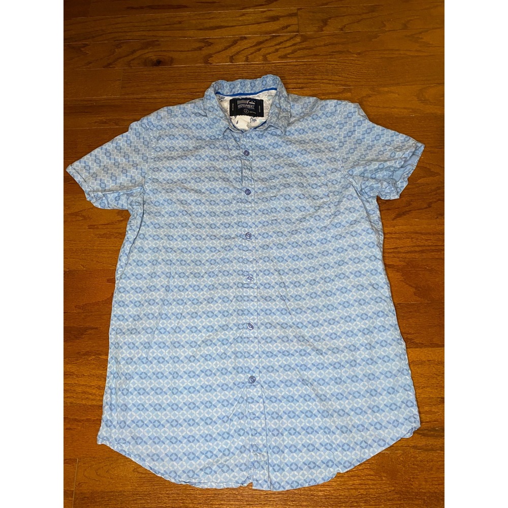 Monument Blue Geometric Button Down Shirt Size Small‎